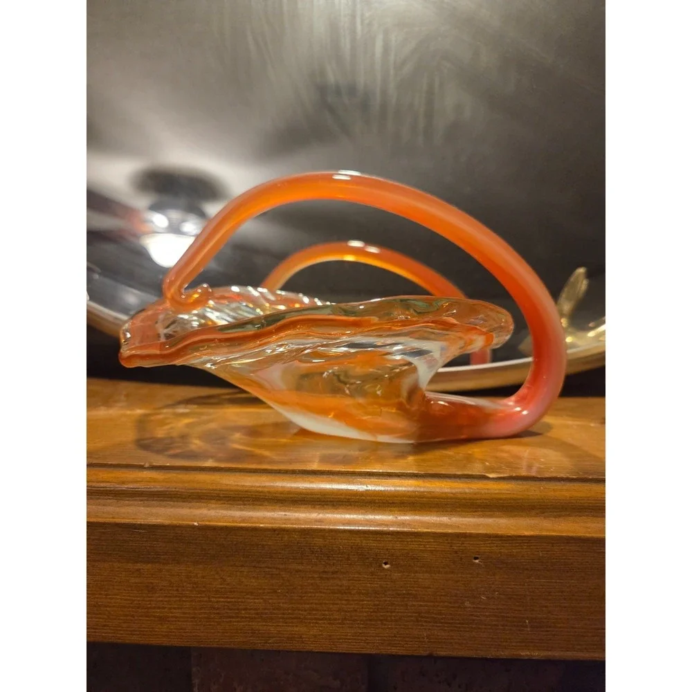 Vintage possible murano glass vase orange, MCM, mod, Bohemian
